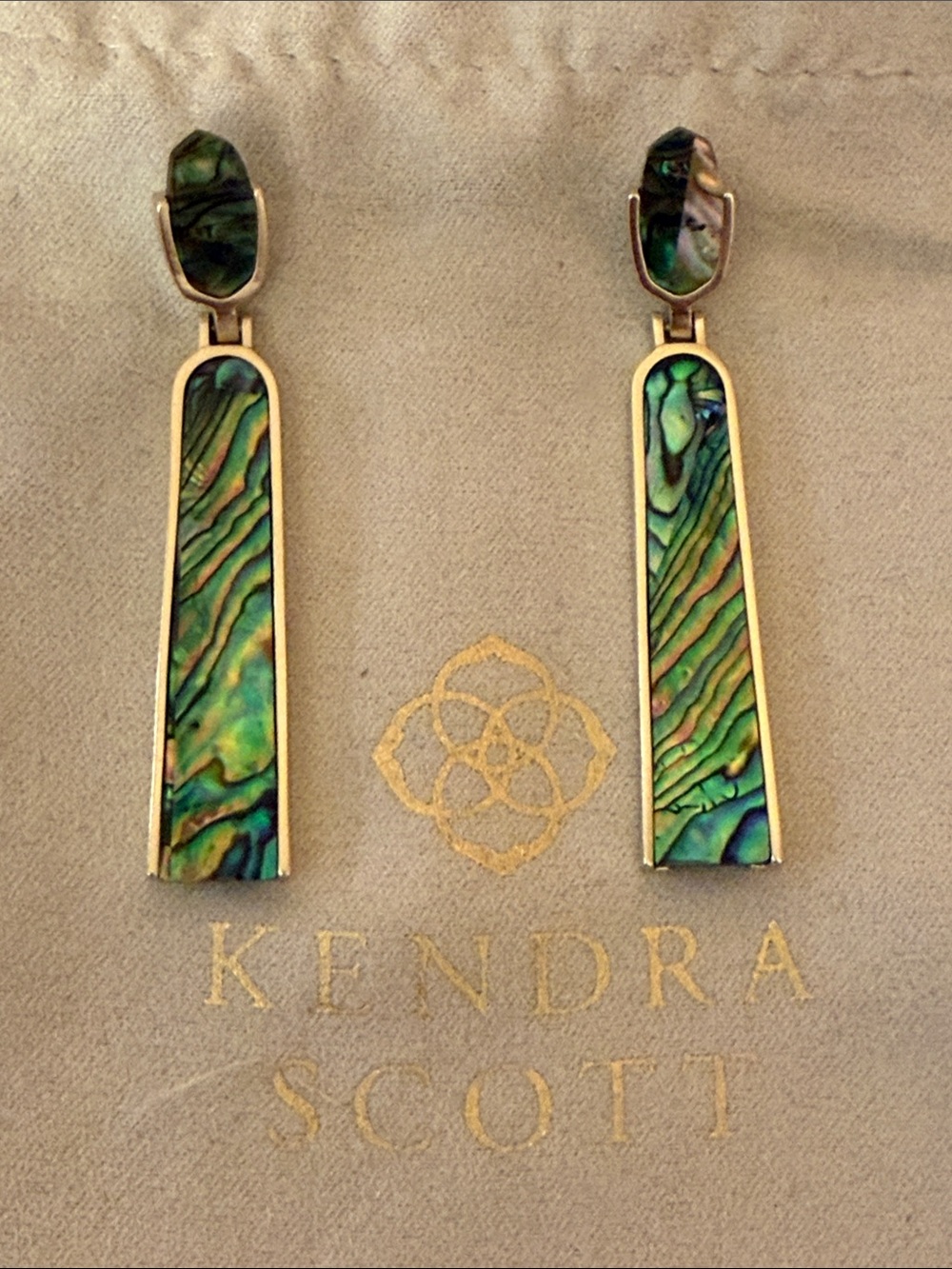 Kendra Scott Carson Abalone Shell Gold Tone Drop Earrings
